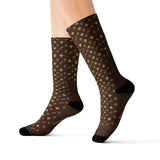 Luxury Flewton Sublimation Socks — Brown Patterned Designer