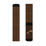 Luxury Flewton Sublimation Socks — Brown Patterned Designer