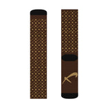 Luxury Flewton Sublimation Socks — Brown Patterned Designer