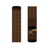 Luxury Flewton Sublimation Socks — Brown Patterned Designer