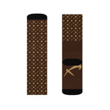 Luxury Flewton Sublimation Socks — Brown Patterned Designer