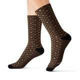 Luxury Flewton Sublimation Socks — Brown Patterned Designer