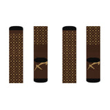 Luxury Flewton Sublimation Socks — Brown Patterned Designer