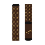 Luxury Flewton Sublimation Socks — Brown Patterned Designer